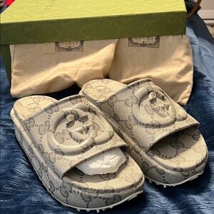 Gucci Sz  40 Gray Slide Sandals